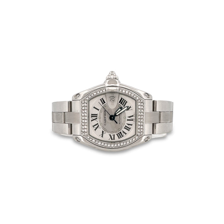 Sold! Cartier Roadster Large Size Stainless Steel Watch with Diamond Bezel