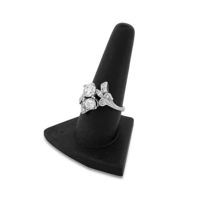 Vintage 1.89ctw Old European, Marquise and Round Diamond Toi et Moi Cocktail Ring in 14k White Gold