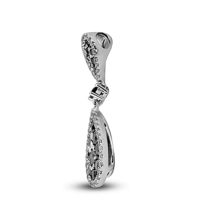 1.19ctw Black & White Diamond Teardrop Pendant Necklace in 14k White Gold