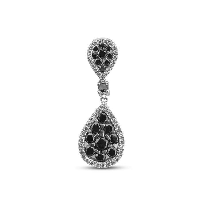 1.19ctw Black & White Diamond Teardrop Pendant Necklace in 14k White Gold