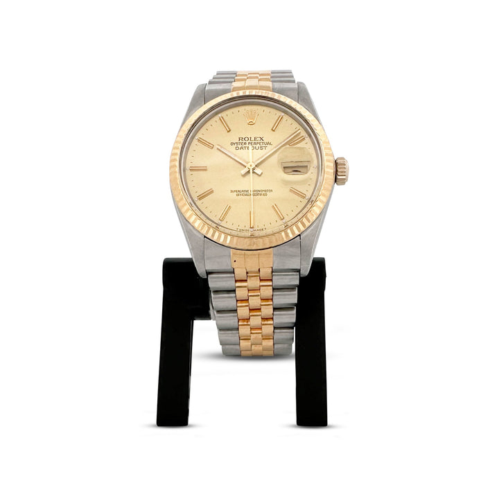 1987 Rolex Datejust 36mm Golden Dial Two-tone 18k Yellow Gold & Stainless Steel Jubilee Band Watch