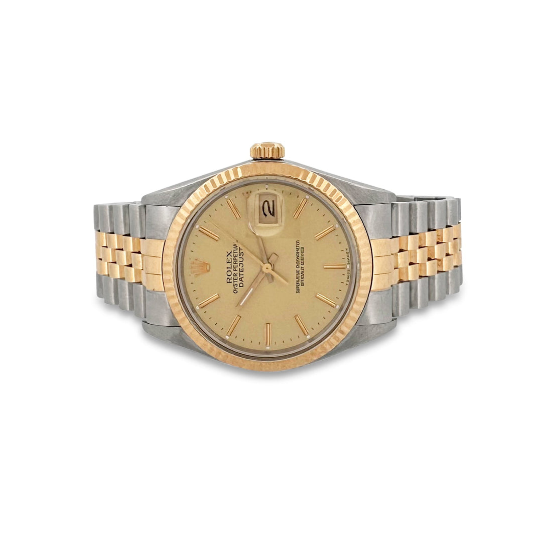 1987 Rolex Datejust 36mm Golden Dial Two-tone 18k Yellow Gold & Stainless Steel Jubilee Band Watch