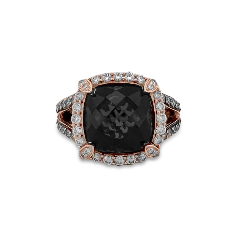 Smoky Quartz with Chocolate & Vanilla Diamond Cocktail Ring in 14k Rose Gold by Le Vian