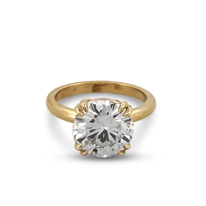 GIA Graded 4.11cts Round Brilliant Diamond Solitaire Engagement Ring in 14k Yellow Gold