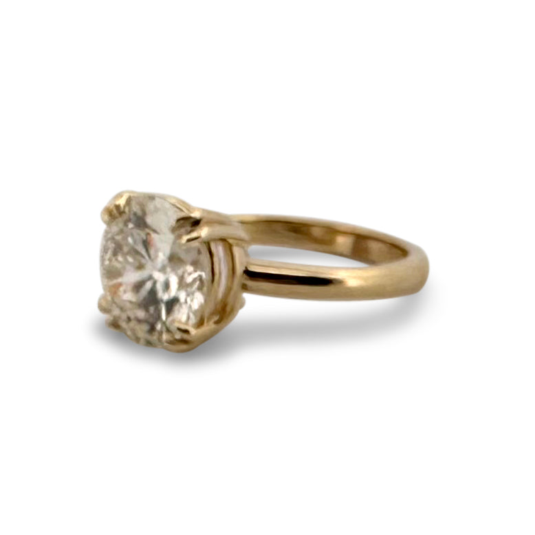 GIA Graded 4.11cts Round Brilliant Diamond Solitaire Engagement Ring in 14k Yellow Gold