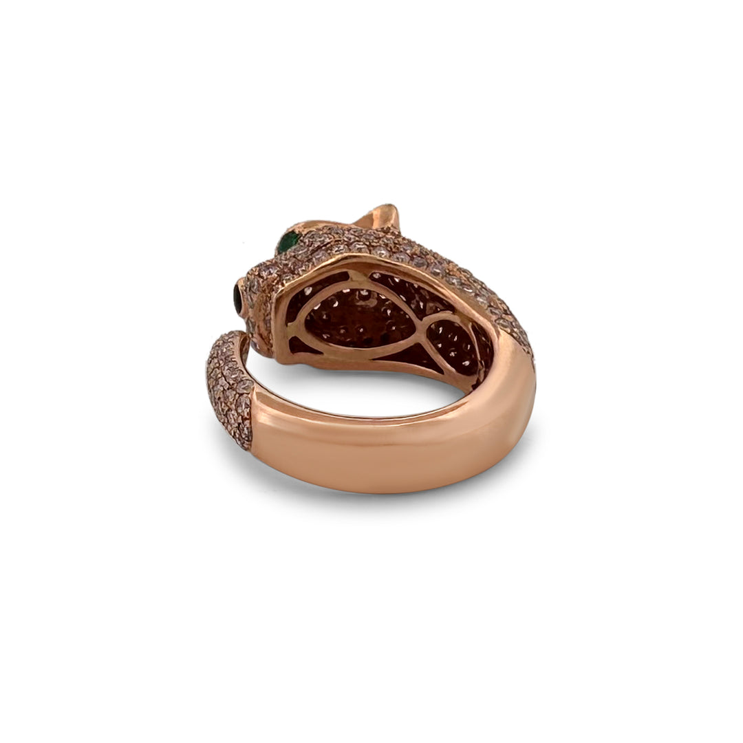 2.59ctw Pink Round Brilliant Diamond Panther Ring in 18k Rose Gold