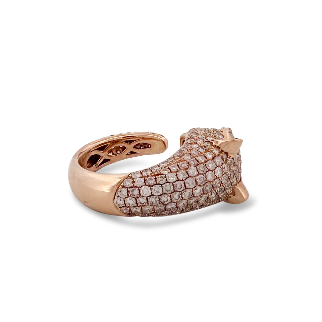 2.59ctw Pink Round Brilliant Diamond Panther Ring in 18k Rose Gold