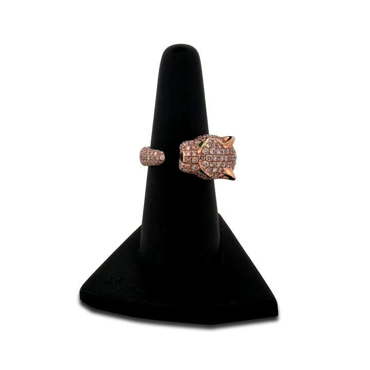 2.59ctw Pink Round Brilliant Diamond Panther Ring in 18k Rose Gold