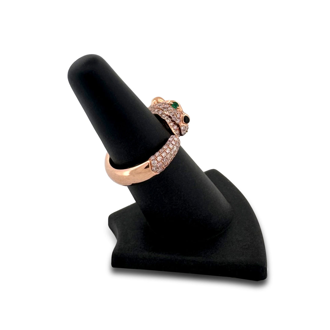 2.59ctw Pink Round Brilliant Diamond Panther Ring in 18k Rose Gold