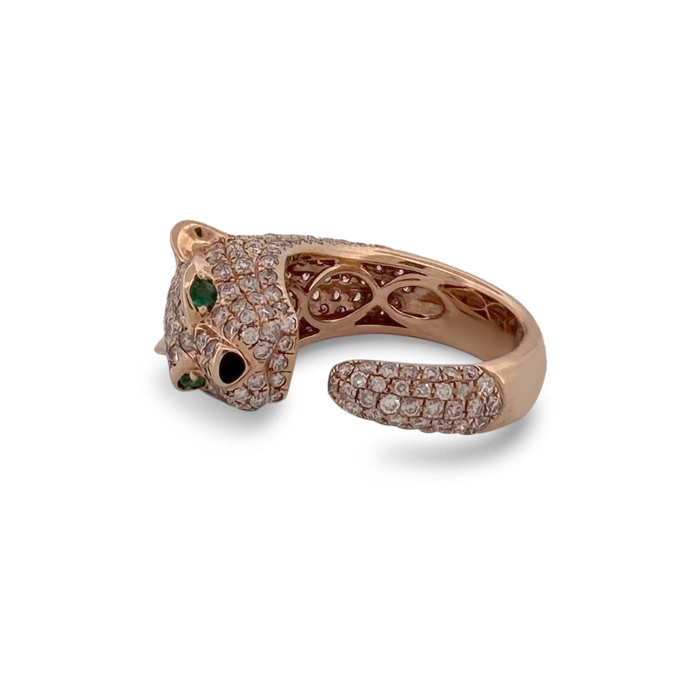 2.59ctw Pink Round Brilliant Diamond Panther Ring in 18k Rose Gold