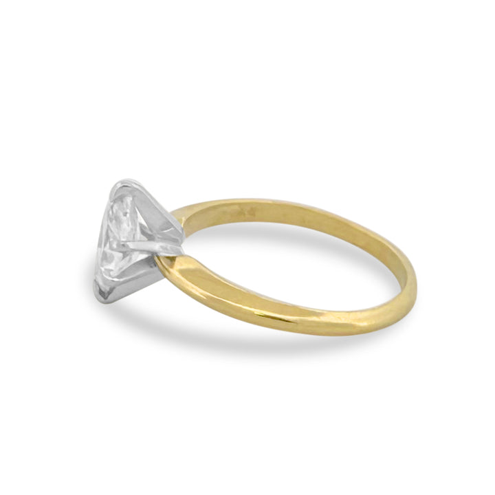 1.09ct Marquise Cut Natural Diamond Solitaire Engagement Ring in 14k Two-tone Gold