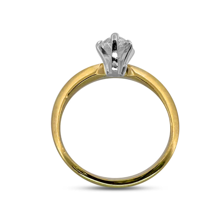 1.09ct Marquise Cut Natural Diamond Solitaire Engagement Ring in 14k Two-tone Gold