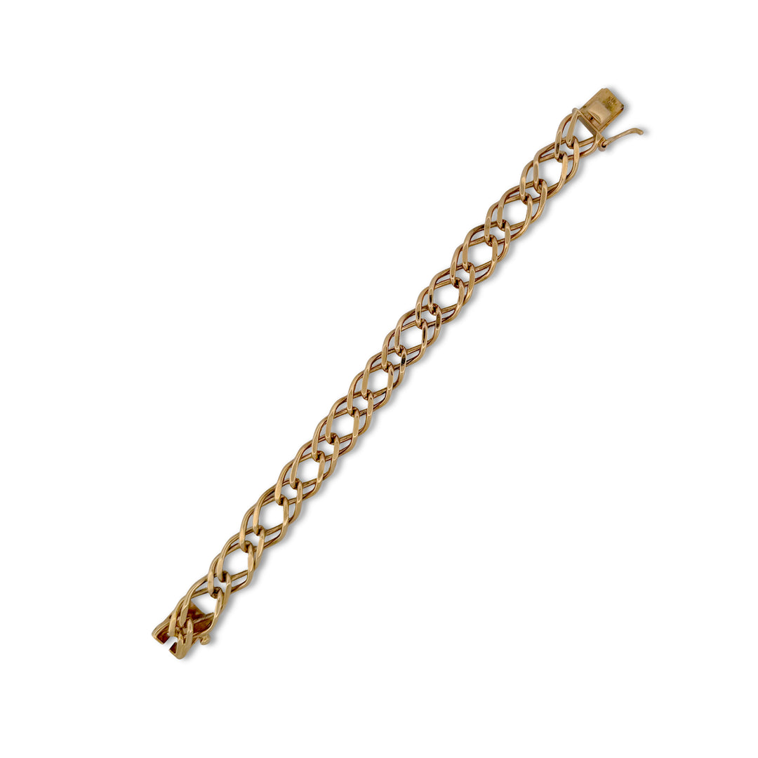 Double Diamond Link Bracelet in 14k Yellow Gold