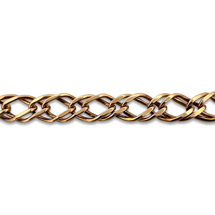 Double Diamond Link Bracelet in 14k Yellow Gold