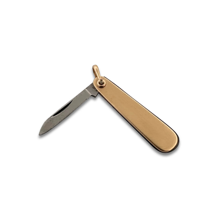 Pocket Knife in Stainless Steel and 14K Yellow Gold