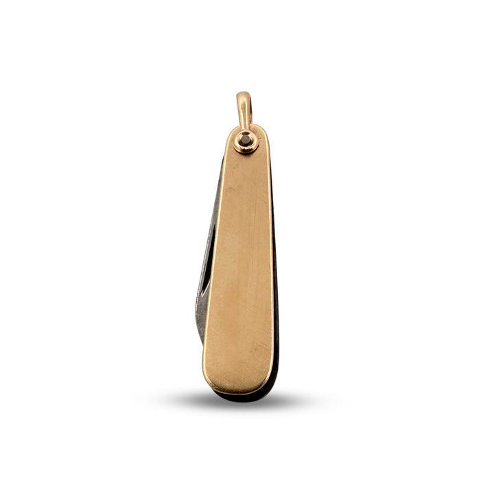 Pocket Knife in Stainless Steel and 14K Yellow Gold