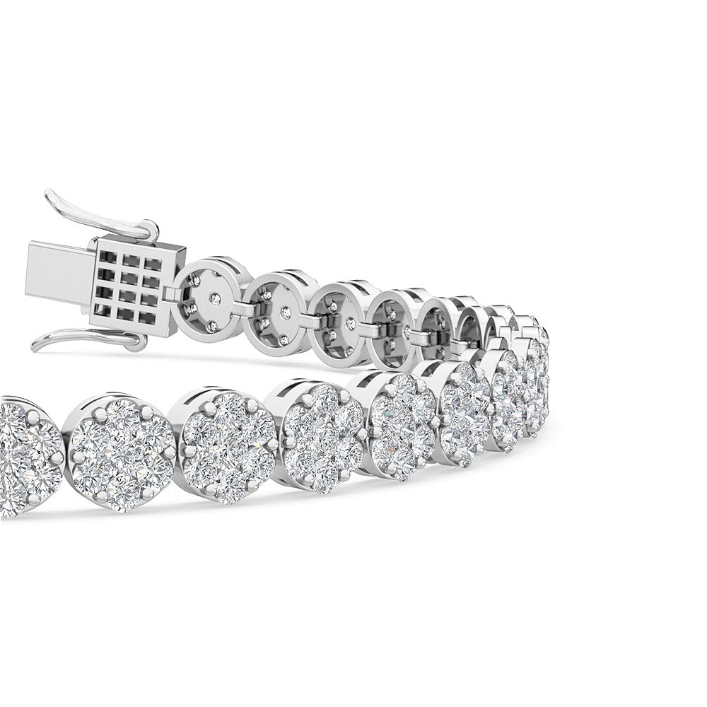 3.30ctw Round Brilliant Cut Lab-Grown Diamond Cluster Tennis Bracelet in 14k White Gold