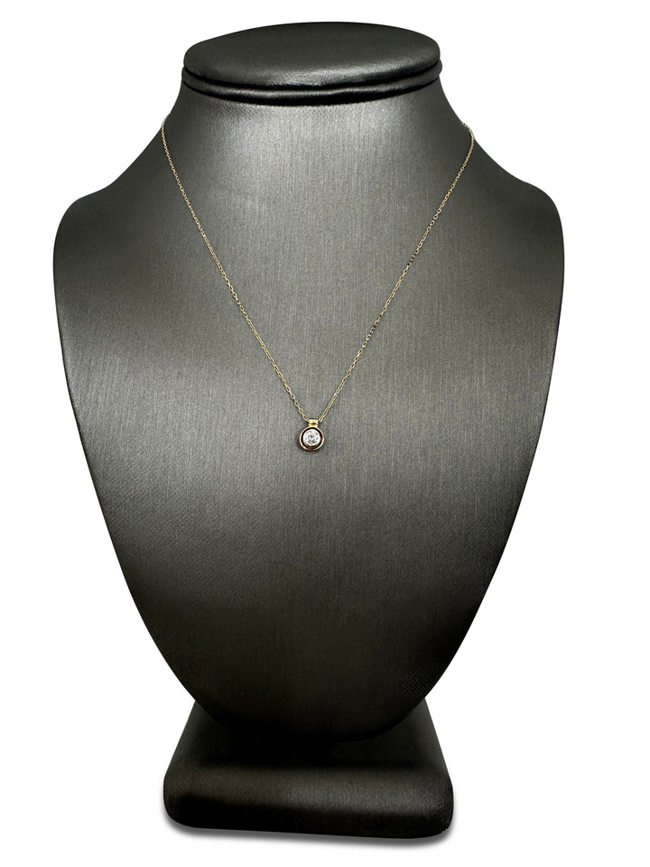 0.15ct Round Brilliant Natural Diamond Solitaire Pendant Necklace in 18k Two-tone Gold