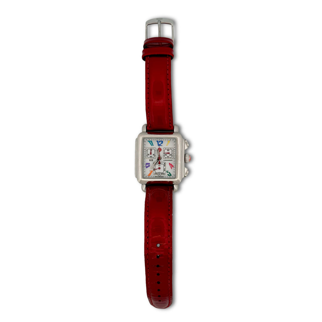 Michele Deco Carousel Lady's Stainless Steel Leather Strap Watch