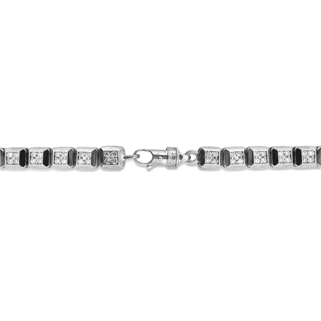 12ctw Round Brilliant Natural Diamond Square Link Chain Necklace in 14k White Gold