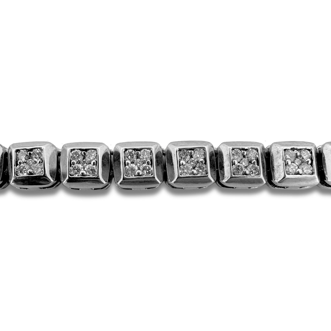 12ctw Round Brilliant Natural Diamond Square Link Chain Necklace in 14k White Gold