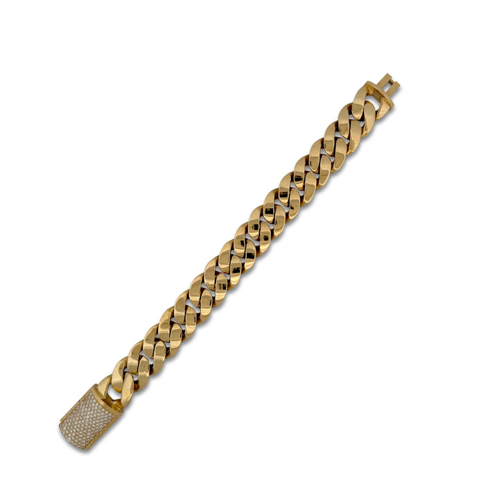 3ctw Diamond Coffin Clasp Cuban Link Bracelet in 10k Yellow Gold