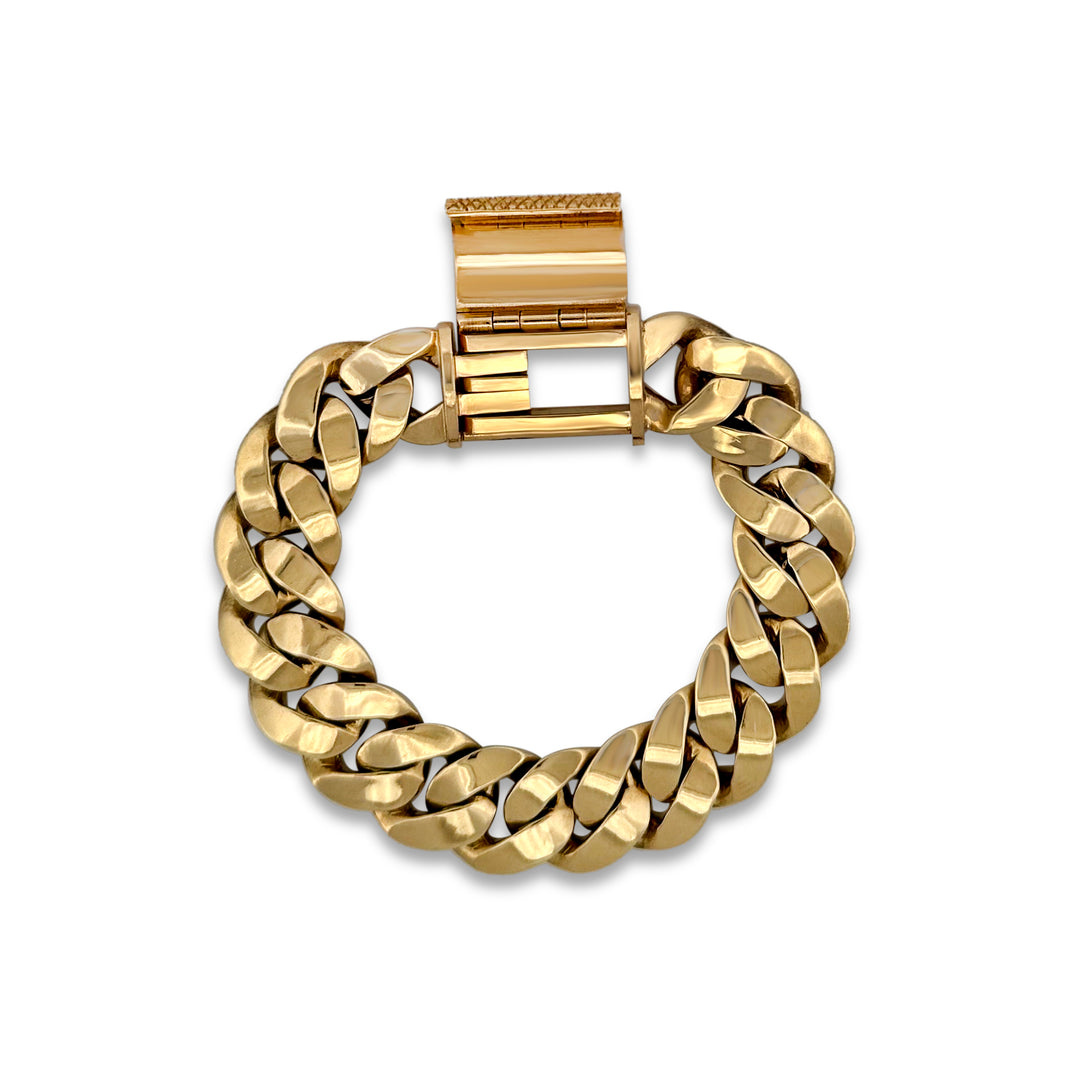 3ctw Diamond Coffin Clasp Cuban Link Bracelet in 10k Yellow Gold