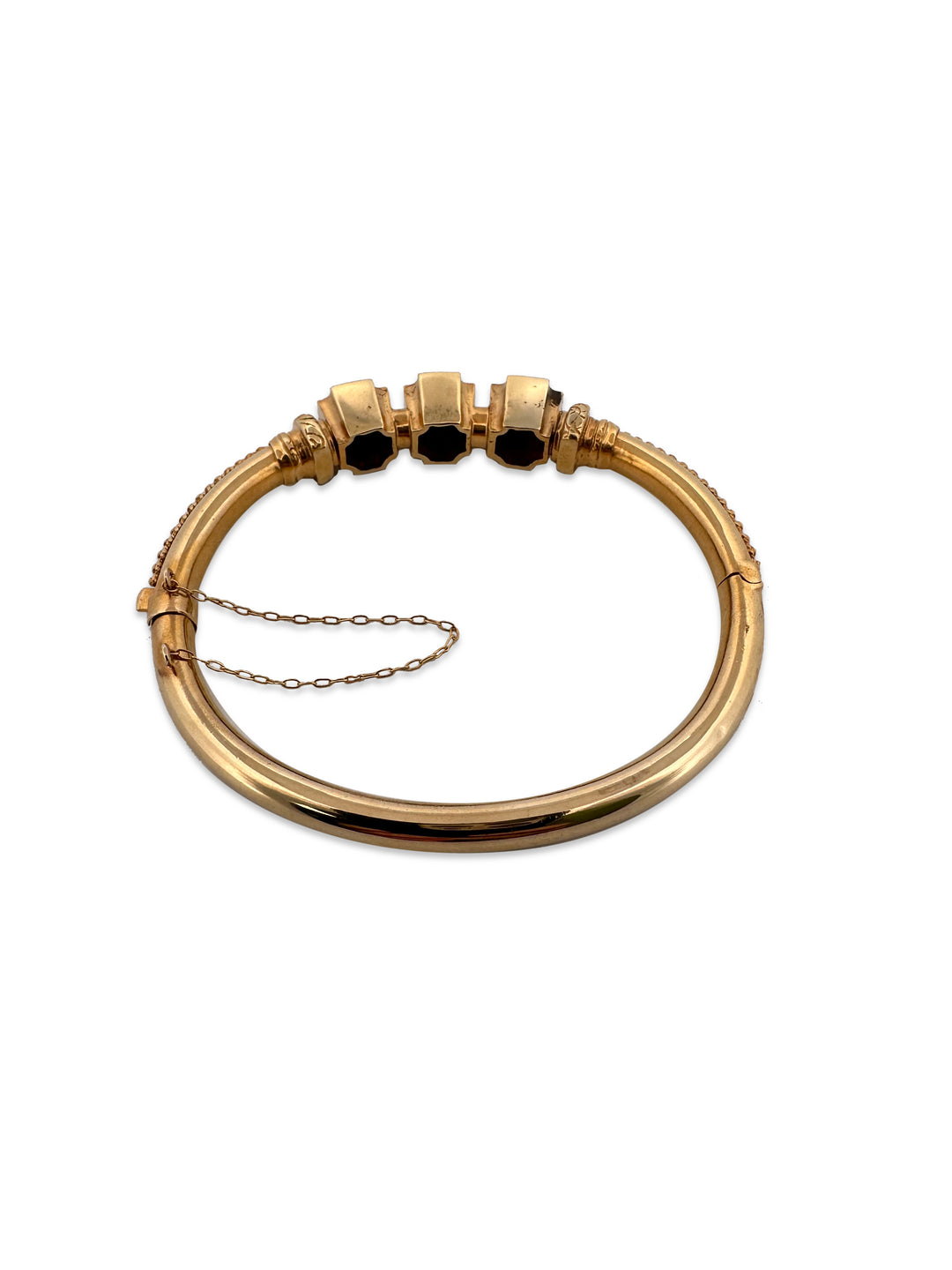 Etruscan Revival Inspired 0.45ctw Round Brilliant Diamond Yellow Gold Hinged Cuff Bracelet in 14k Yellow Gold