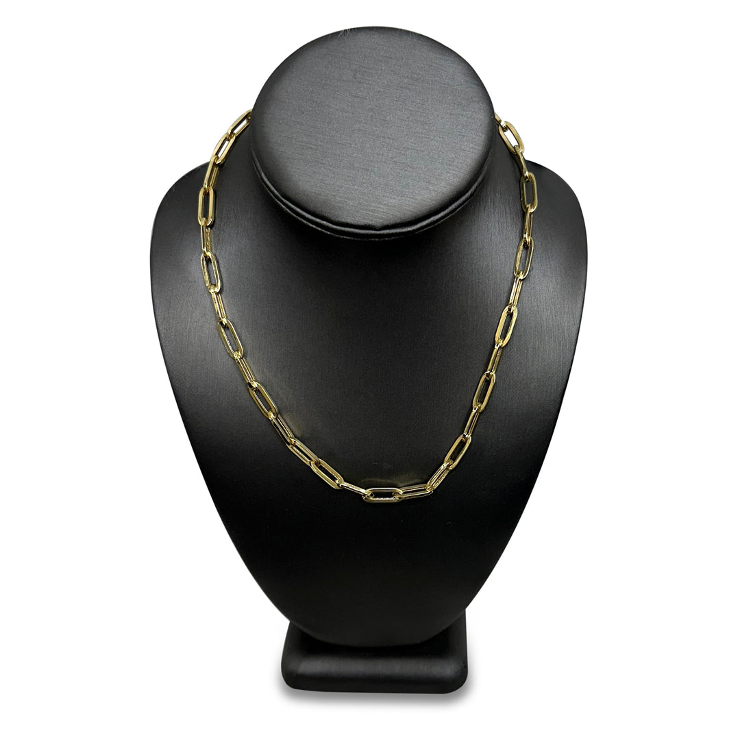 Paper Clip Link 18" Necklace in 14 Karat Yellow Gold