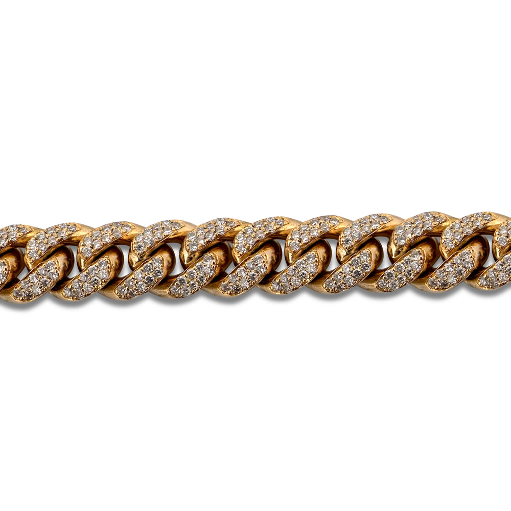 6.50ctw Round Brilliant Natural Diamond Cuban Bracelet in 14k Yellow Gold