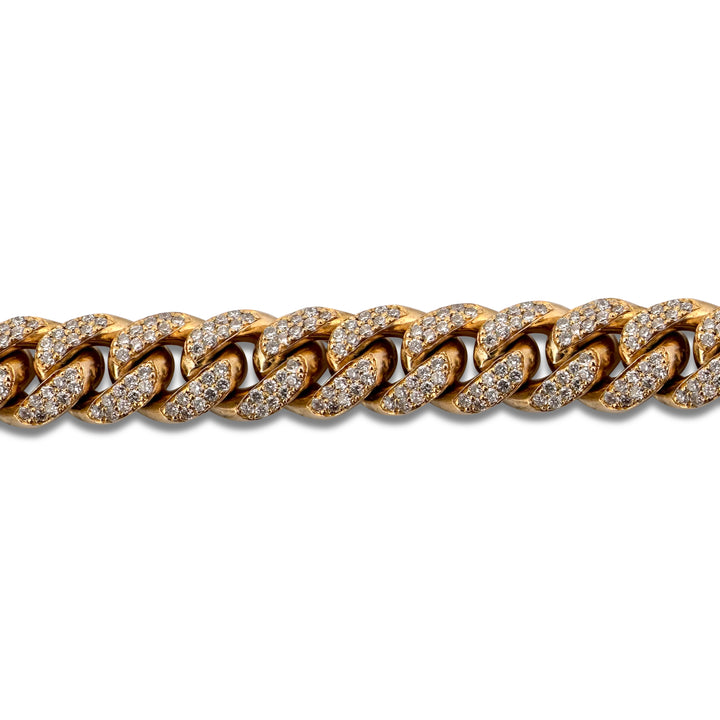 6.50ctw Round Brilliant Natural Diamond Cuban Bracelet in 14k Yellow Gold