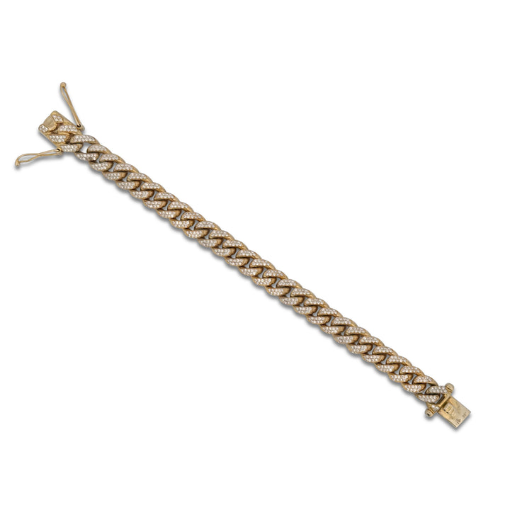 6.50ctw Round Brilliant Natural Diamond Cuban Bracelet in 14k Yellow Gold