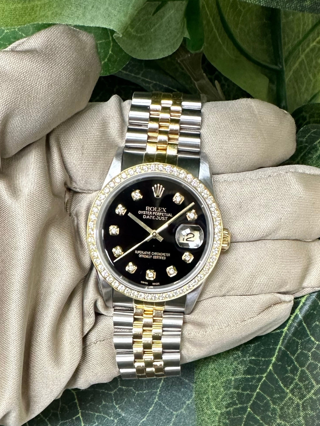 Rolex 36mm Two-tone 1995 Datejust with Diamonds Stainless Steel and 18k Yellow Gold Watch