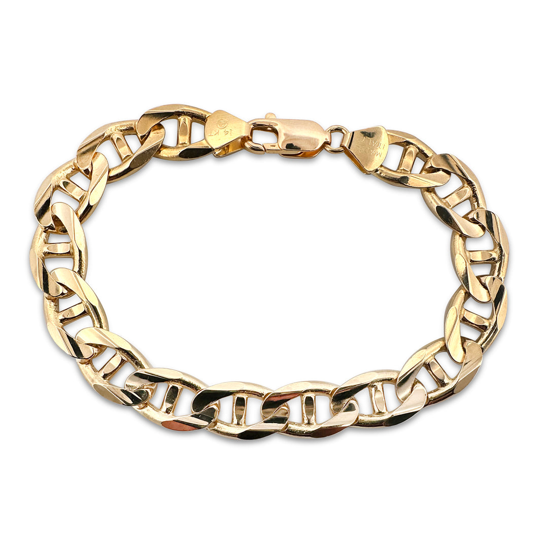 9.5mm Men's Mariner Bracelet in 14k Solid Yellow Gold