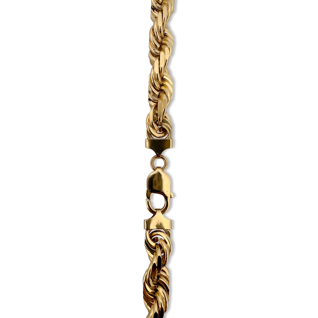 10mm Rope Chain 24" Necklace in Solid 14k Yellow Gold