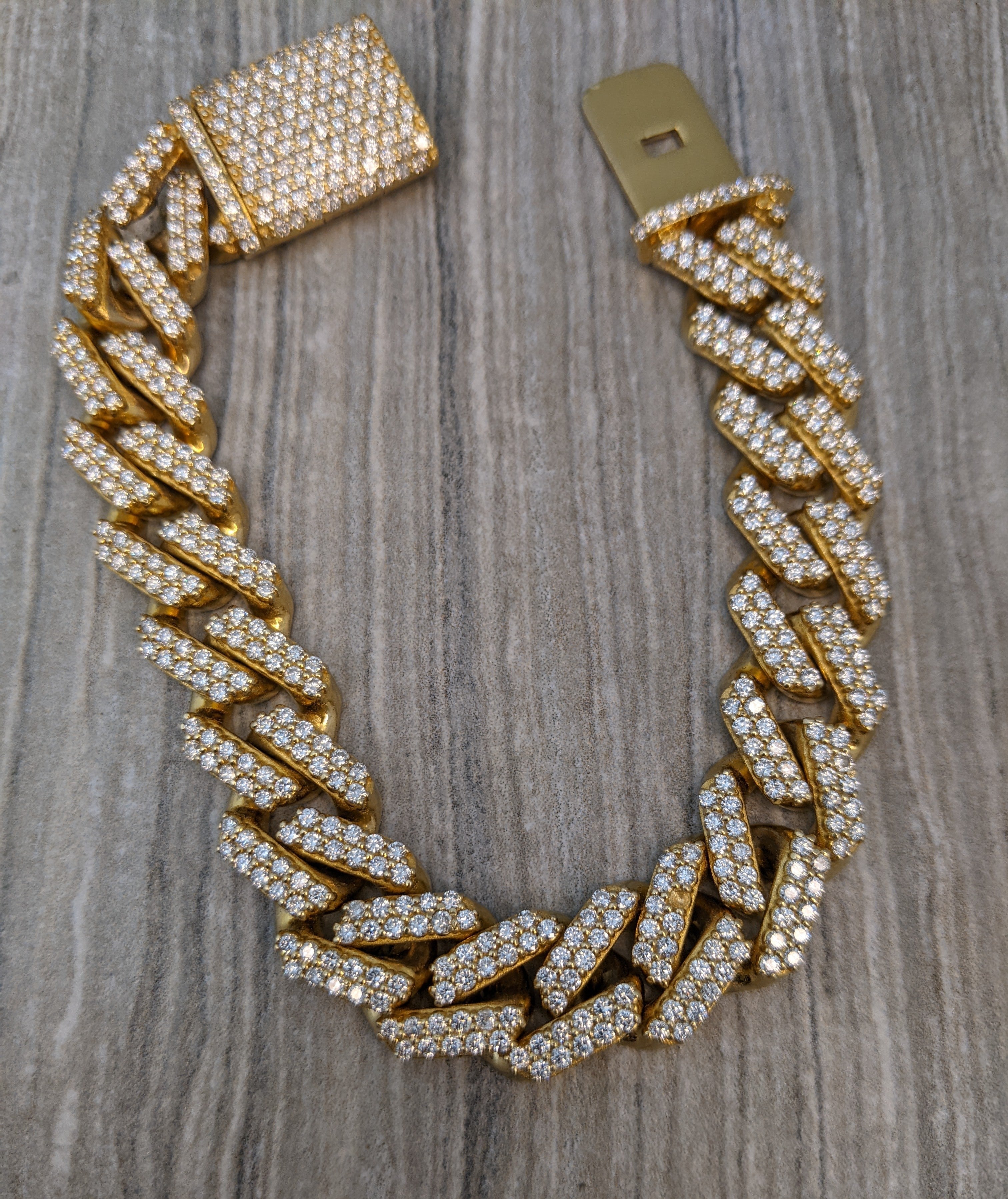 Iced Out Diamond Cuban Link Bracelet - Custom Gold Grillz