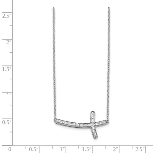 Curved diamond hot sale cross necklace