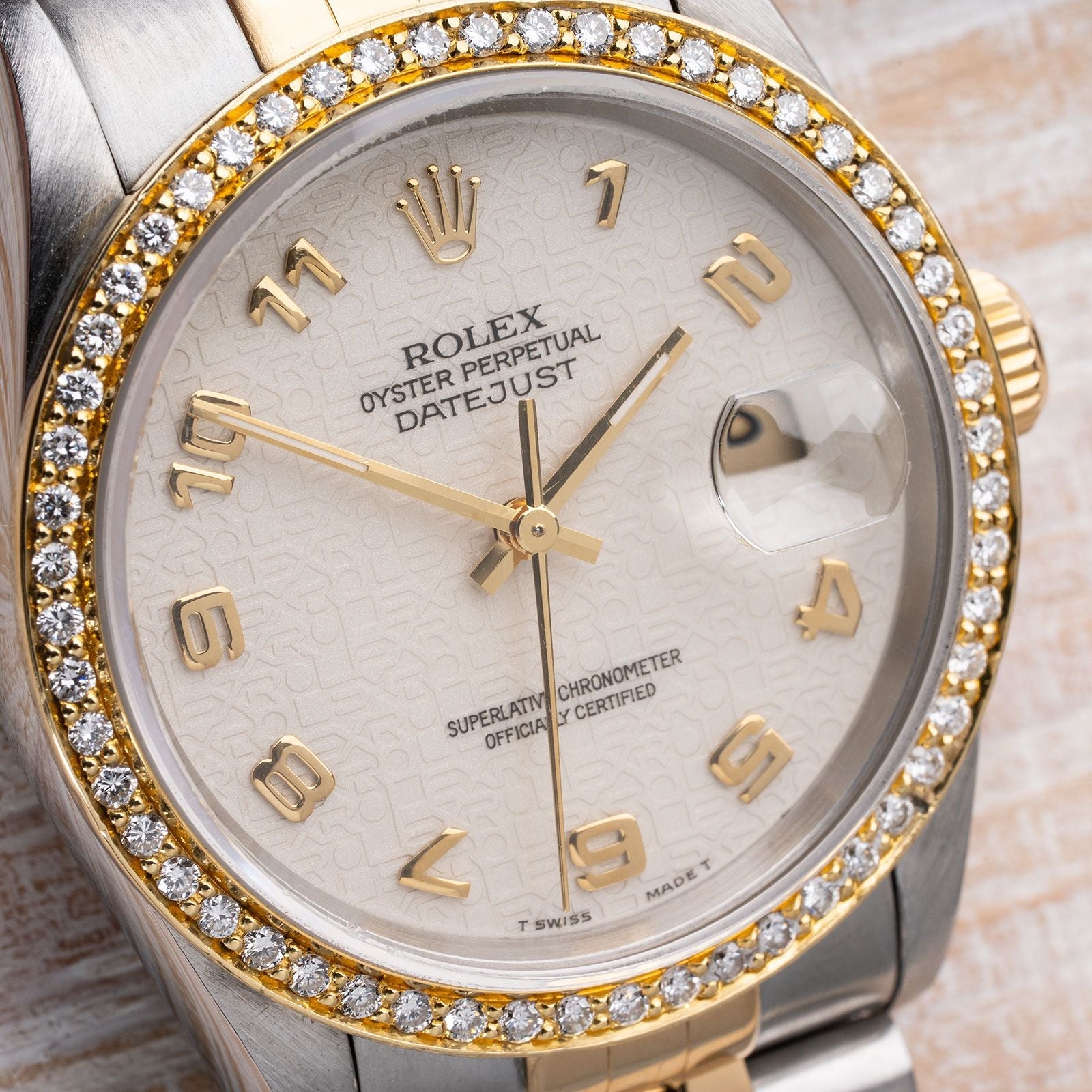 Rolex Two Tone DateJust with Jubilee Dial 1 2CTW Diamond Bezel